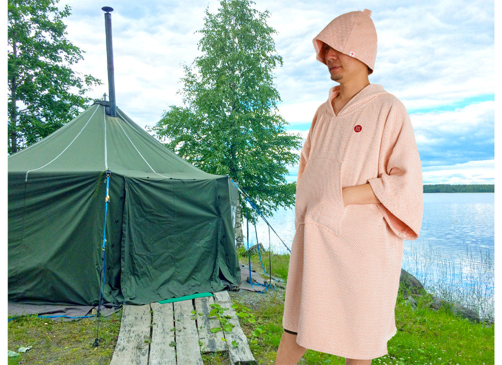 sashiko sauna poncho | 刺子サウナポンチョ – 九櫻刺子 - kusakura