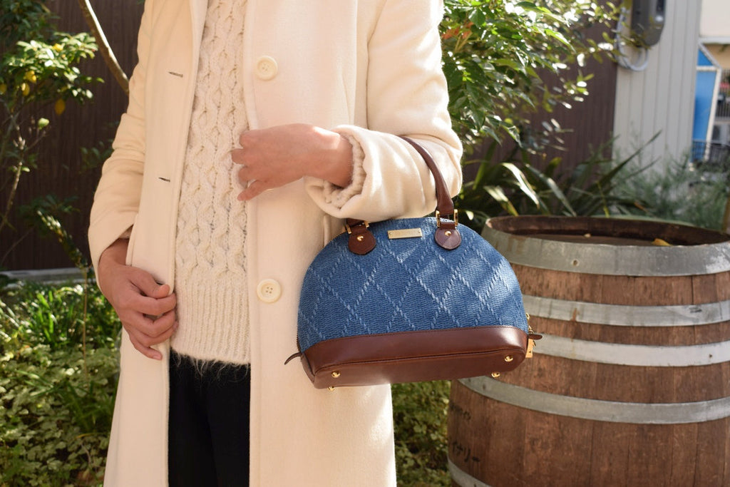 kusakura sashiko Handbag mini Indigo | 九櫻刺子ハンドバックミニ インディゴ